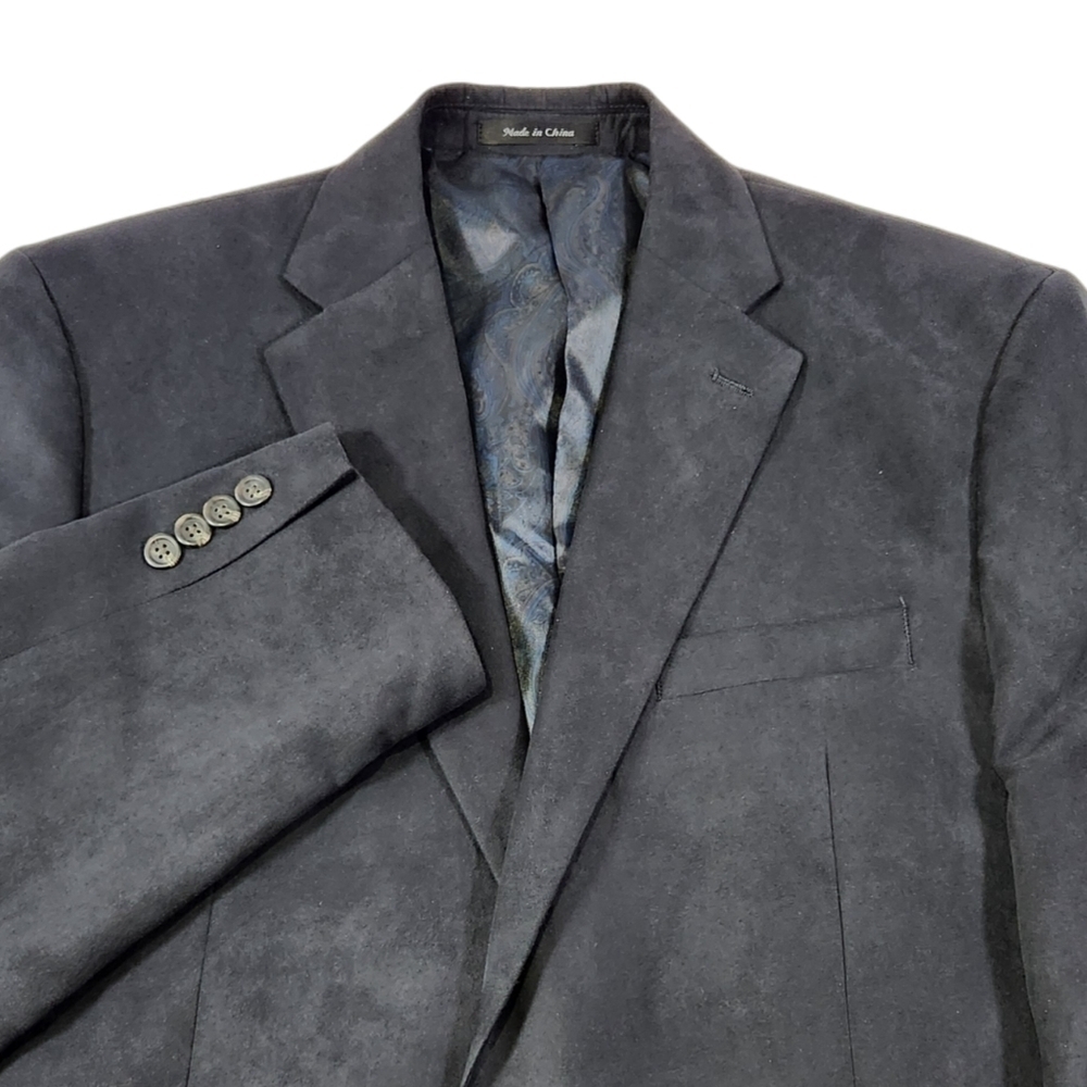 Chaps Men's Size 40R Suede Blazer Sport Coat Suit Jacket Black Polyester